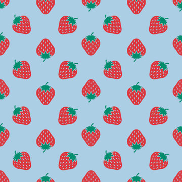 Strawberries seamless repeat pattern background © Estalon Industries