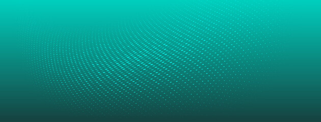 Abstract halftone background of small dots and wavy lines in turquoise colors