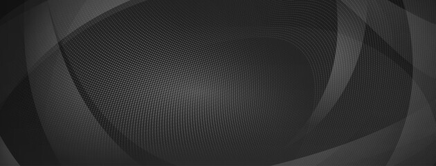 Naklejka premium Abstract halftone background of small dots and wavy lines in gray and black colors