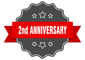 2nd anniversary label. 2nd anniversary isolated seal. sticker. sign