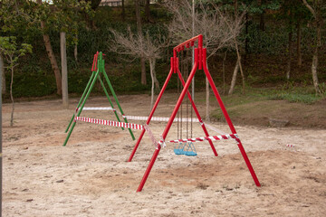 empty playground in the park because covid