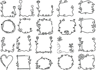 vector flower square card border frame design set