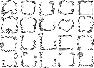 vector flower square card border frame design set