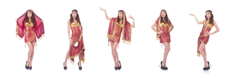 Woman in eastern dress isolated on white