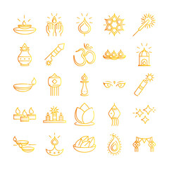 happy diwali india festival, deepavali religion event gradient style icons background