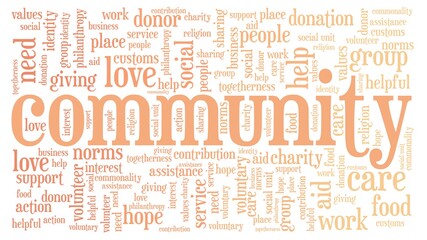 Community vector illustration word cloud isolated on a white background.