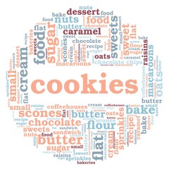Cookies vector illustration word cloud isolated on a white background.