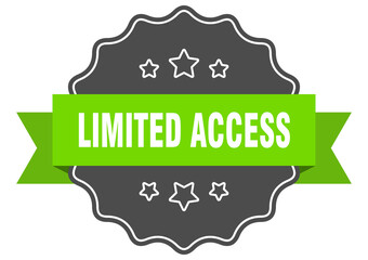 limited access label. limited access isolated seal. sticker. sign