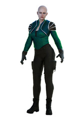 Scifi Woman on isolated white background, 3D Illustration, 3D rendering