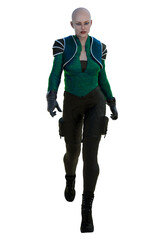 Scifi Woman on isolated white background, 3D Illustration, 3D rendering