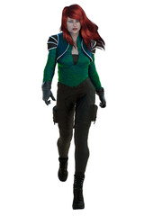 Scifi Woman on isolated white background, 3D Illustration, 3D rendering