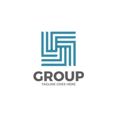 Abstract Team Work Logo Design in Square Shape 