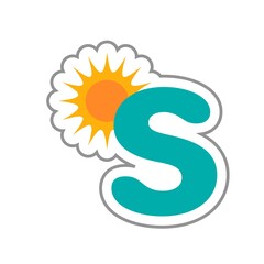 S 太陽　かわいいアルファベット　英文字　単品