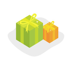 green orange gift present box vector illustration in flat design style.