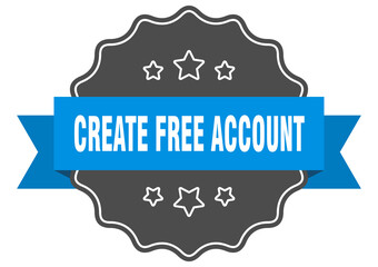 create free account label. create free account isolated seal. sticker. sign