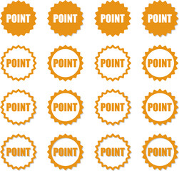 アピールポイント用のギザギザのフキダシアイコン　オレンジ色セット　ベクターイラスト