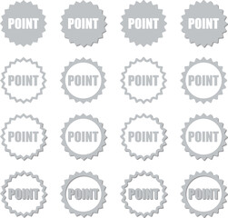 アピールポイント用のギザギザのフキダシアイコン　銀色セット