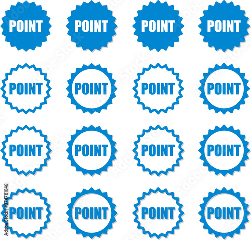 アピールポイント用のギザギザのフキダシアイコン 青色セット ベクターイラスト Wall Mural Tota