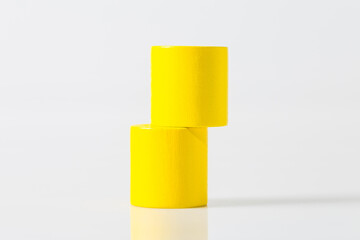 Yellow of wooden trunk isolated on a white background