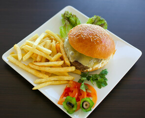 burger and fries