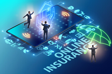 Concept of buying insurance online over internet