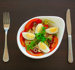 Boiled eggs with vegetables