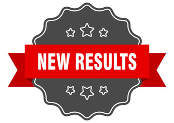 new results label. new results isolated seal. sticker. sign