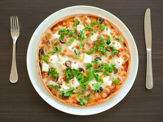 pizza with mushrooms and cheese