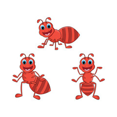cute red ant animal character simple vector illustration