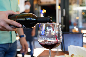 wine tasting pouring in a cafe restaurant