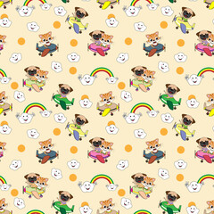 seamless pattern with cute animal character cartoon
