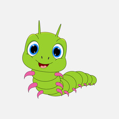 illustration vector graphic of cute catterpillar animal character cartoon isolated, perfect for cover, book, birthday card, gift card, wrap paper, sticker, t-shirt, memo, decoration