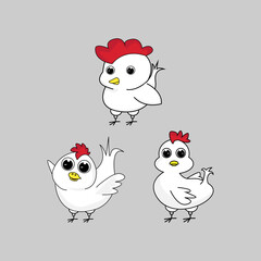 illustration vector graphic of cute hen animal character cartoon isolated, perfect for cover, book, birthday card, gift card, wrap paper, sticker, t-shirt, memo, decoration