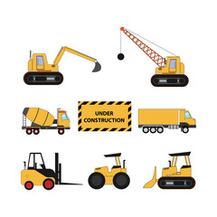 set of construction machines