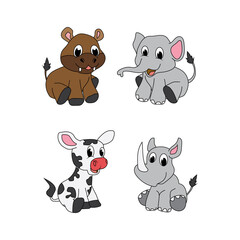 illustration vector graphic of cute  animal character cartoon isolated, perfect for cover, book, birthday card, gift card, wrap paper, sticker, t-shirt, memo, decoration