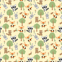 seamless pattern with cute animal charater