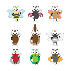illustration vector graphic of cute insect animal character cartoon isolated, perfect for cover, book, birthday card, gift card, wrap paper, sticker, t-shirt, memo, decoration