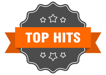 top hits label. top hits isolated seal. sticker. sign