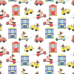 seamless pattern with cute animal charater