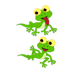 illustration vector graphic of cute lizard animal character cartoon isolated, perfect for cover, book, birthday card, gift card, wrap paper, sticker, t-shirt, memo, decoration