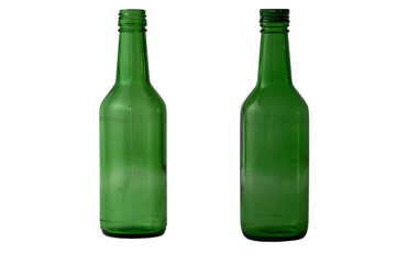 an empty old bottle of Korean traditional liquor soju isolated on white background 