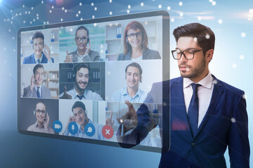 Concept of remote video conferencing during pandemic