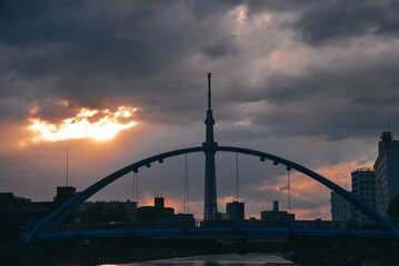 東京スカイツリーの夕景