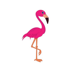 illustration vector graphic of cute flamingo bird animal character cartoon isolated, perfect for cover, book, birthday card, gift card, wrap paper, sticker, t-shirt, memo, decoration