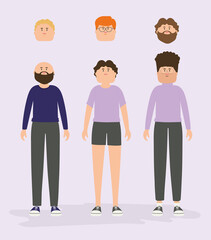 Obraz premium Vector illustration. Set of male avatar characters.