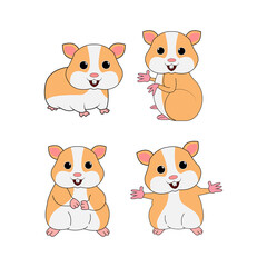 Obraz na płótnie Canvas illustration vector graphic of cute hamster animal character cartoon isolated, perfect for cover, book, birthday card, gift card, wrap paper, sticker, t-shirt, memo, decoration