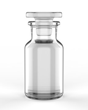 Blank Apothecary Bottle With Glass Stopper For Mock Up And Branding, 3d Render Illustration.