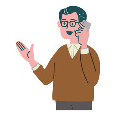 男性　中年　提案　立っている
