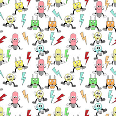 seamless pattern with funny stationery cartoon