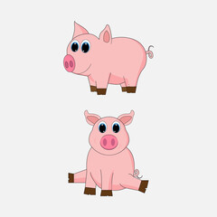 illustration vector graphic of cute pig animal character cartoon isolated, perfect for cover, book, birthday card, gift card, wrap paper, sticker, t-shirt, memo, decoration